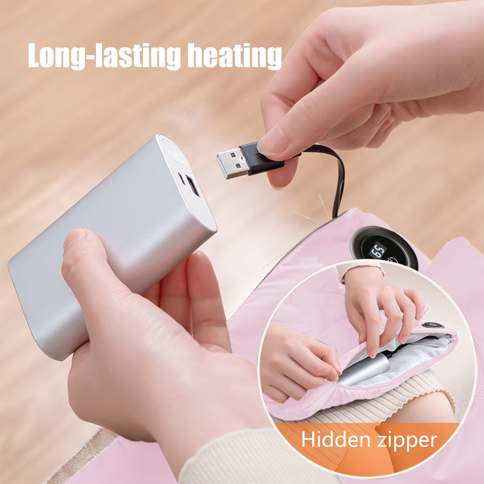 USB Hand Warmer Bag Multifunctional Portable Electric Heated Hand Warmer, Explosion Proof Digital Temperature Control for Home Office Travel Use
