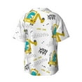 thumbnail image 5 of Uemuo Dinosaur on Excavator Pattern Cotton Linen Short Sleeve Shirts,Casual Lightweight Button Down Shirts,Vacation Beach Summer Tops-X-Large, 5 of 7