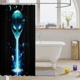 thumbnail image 3 of Manfei Cartoon Alien Shower Curtain 72Wx72L,Celestial Deep Space Galaxies Bathroom Curtain,Black Blue, 3 of 5