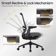 COLAMY Aether Ergonomic Mesh Office Chair, One-Touch Easy Adjust Managerial Desk Chair with Levitating Seat Cushion & Pilot-Level Sync Armrests, 300 LBS Mid Back Mesh Computer Chair, Grey