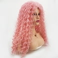 thumbnail image 4 of Women's Fashionable Synthetic Fiber Wig Pink Long Curly Hair Small Curls In Stock, 4 of 10