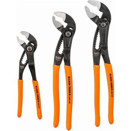 D5053BKIT 3-Piece Adjustable Pliers, Quick-Adjust Klaw Pump Pliers Set, 7-Inch, 10-Inch, and 12-Inch, Compact Design with V-Jaw Hardened Teeth for Maximum Torque