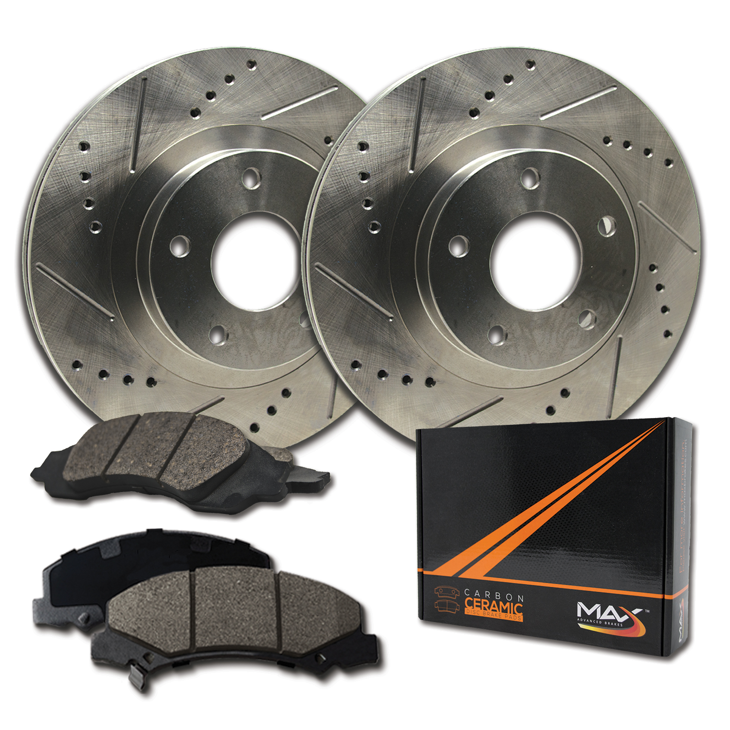 Front+Rear Drill Slot Brake Rotors and Ceramic Pads For Mercedes-Benz C350 E350
