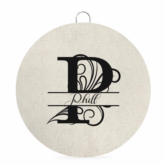 Welcome Sign for Front Door, Letter P 8 Inch Round Metal Sign for Home Decoration, Monogram Words Decorative Wall Signs for Holiday Party Supplies Decor