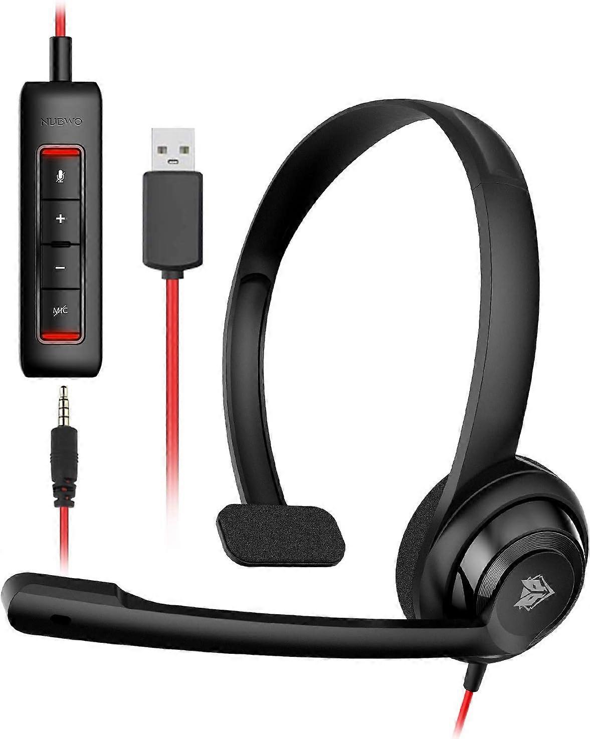 HW02 USB Headset with Noise Cancelling Microphone & Control, Super ...