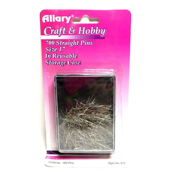 Allary #327 100 Brass Straight Pins With Reusable Plastic Case, Size 17