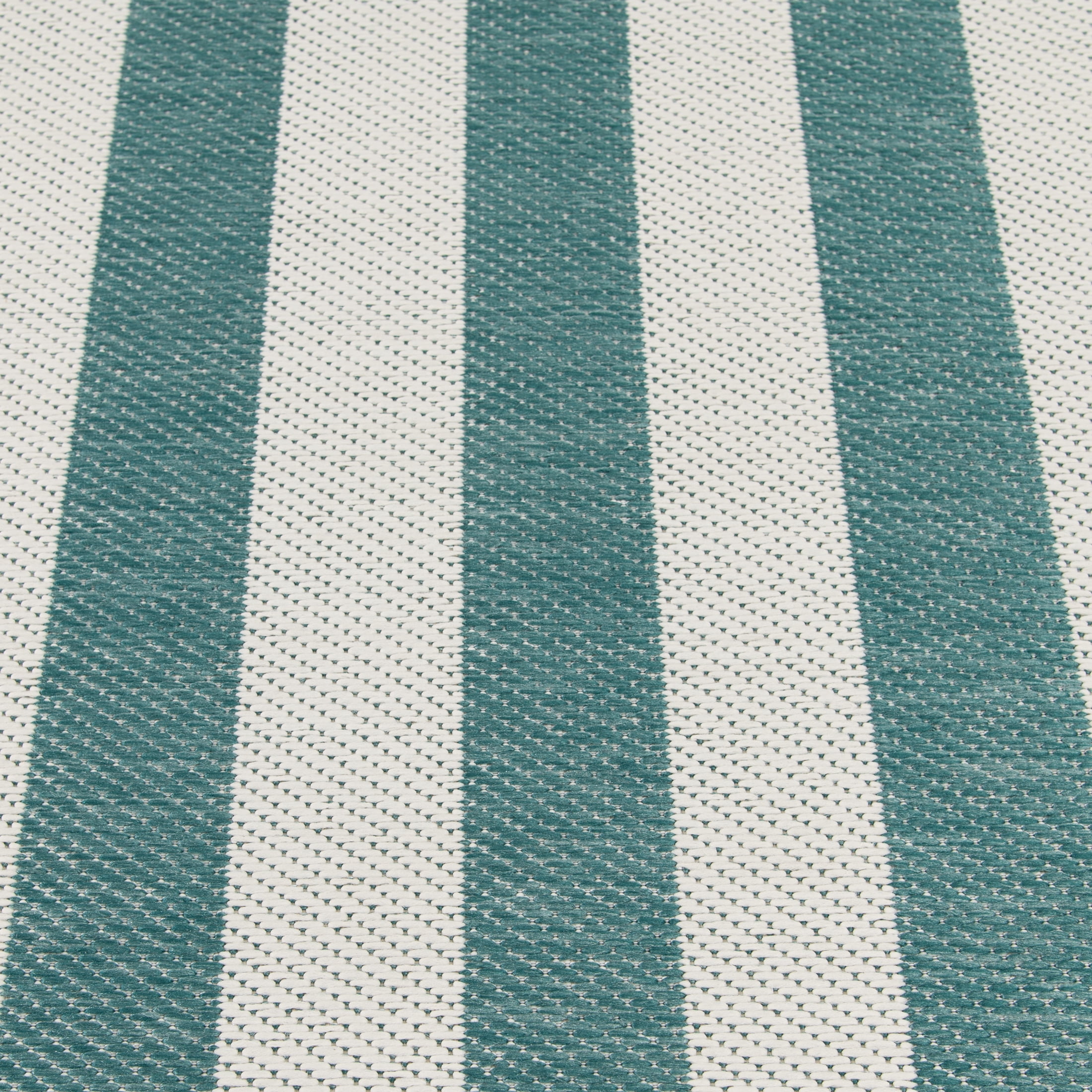 Mainstays Teal and White Striped Southwest Cabana Woven Outdoor Rug, 5' x 7'
