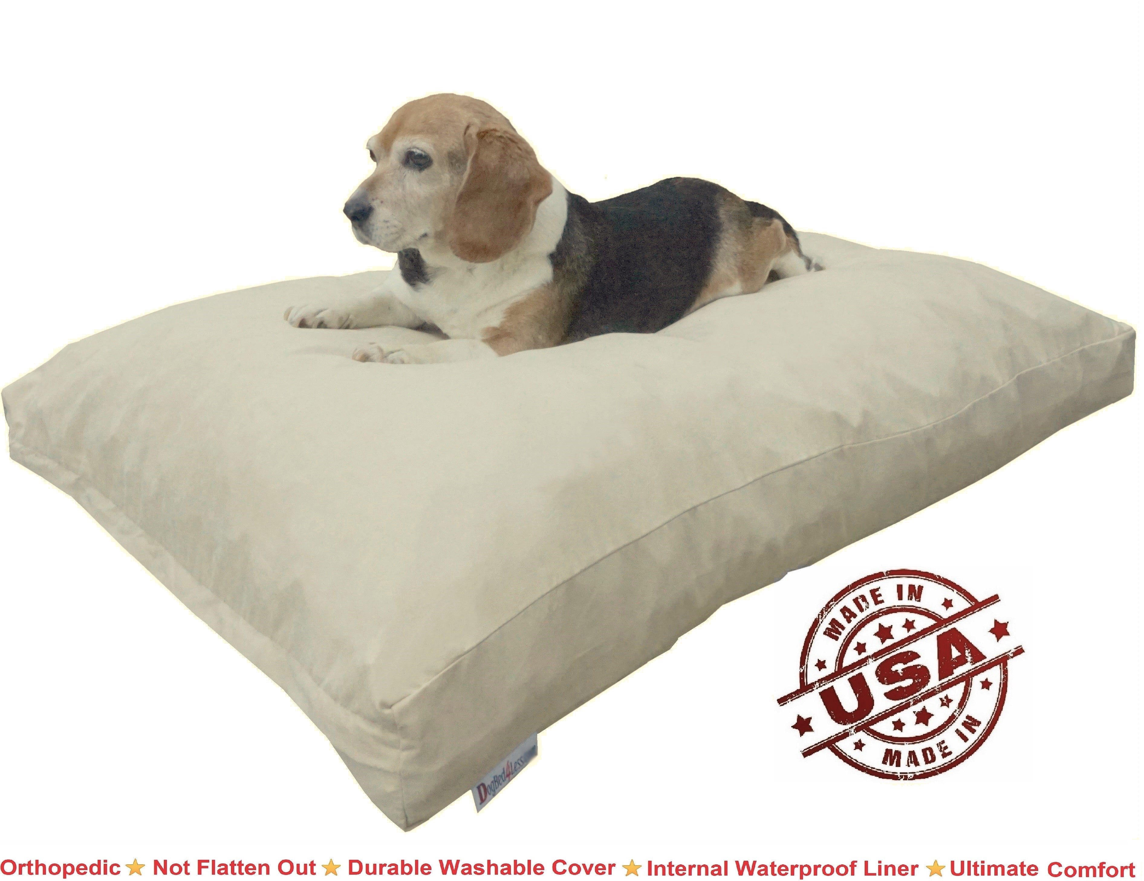 Dogbed4less Shredded Memory Foam 40"x35" Dog Bed Pillow with Khaki Suede Cover