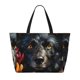 thumbnail image 2 of Fotbe Colorful Floral Black Dog Bolsa de Viaje para Playa - Resistente al Agua, Bolsa Tote de Gran Capacidad y Ligera con 7 Bolsillos para Mujeres y Hombres, 2 of 7