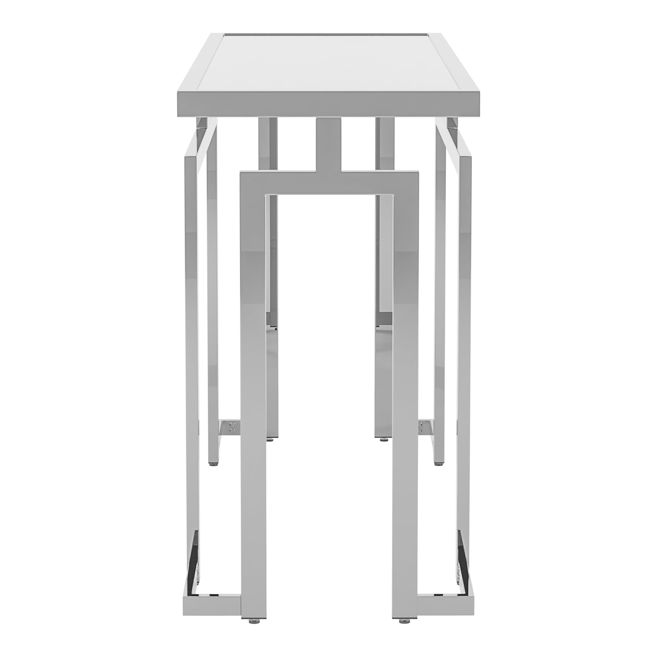 Furniture of America Gendry Glass Top Console Table, Chrome