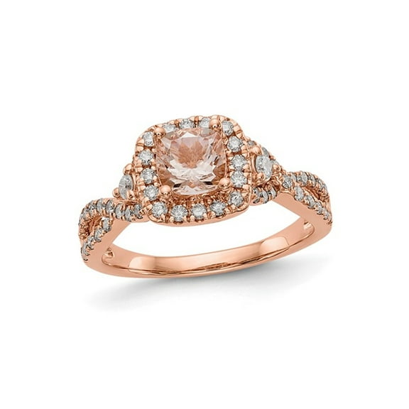 3/4 Carat (Ctw) Morganite Engagement Ring in 14K Rose Gold with Diamonds 3/4 Carats (Ctw) (SIZE 7) for Women