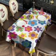 thumbnail image 2 of Pioneer Flower Floral Print Pattern Rectangle Tablecloth 60"x102", Waterproof Polyester Table Cloth, Wipeable Spillproof for Dining Camping Indoor Outdoor, 2 of 6