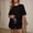 *Black, variant on Women's Casual Two Piece Outfit ,Short Sleeve Crewneck Top and Elastic Waist Shorts Set with Pockets Pink,Women's Plus L