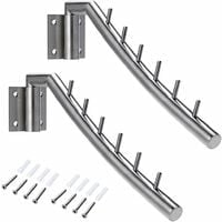 Sumnacon 2 Kleiderhaken Bar / Kleiderhaken, Kleiderständer Wandhaken aus Edelstahl, Schwenkbar um 180°, máx. Peso 30kg, Mit 6 Stangen zum Organiseren von Kleidung, Halskette, etc.