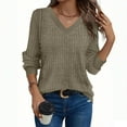 thumbnail image 4 of Diufon Womens V Neck Sweater Fall Fashion Solid Color Long Sleeve Loose Shirts Dressy Casual Basic Blouse, 4 of 7