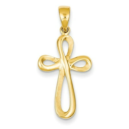 14k Yellow Gold Polished Latin Cross Pendant