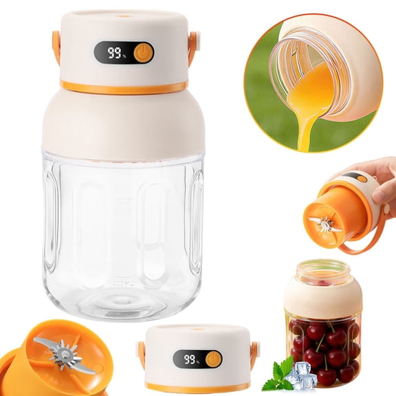 Portable Electric Juicer Cup, 40oz USB-C Rechargeable Personal Blender for Smoothies and Shakes, Travel Juicer Bottle with Dual Leakproof Lids, Straw and Digital Display (40 Oz/1200ml)