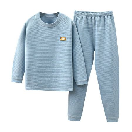 

KDFJPTH Toddler Outfits Boys Girls Winter Long Sleeve Striped Bear Prints Tops Pants 2Pcs Warm Clothes Sets