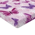 thumbnail image 2 of Ambesonne Hippie Fitted Sheet, Butterflies Colors, Queen Size, Pink Purple, 2 of 3