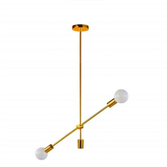 Brass Sputnik Chandeliers Hanging/Ceiling 2 Lights - for Living Room, Home Decor Golden Finish Ceiling Lamp