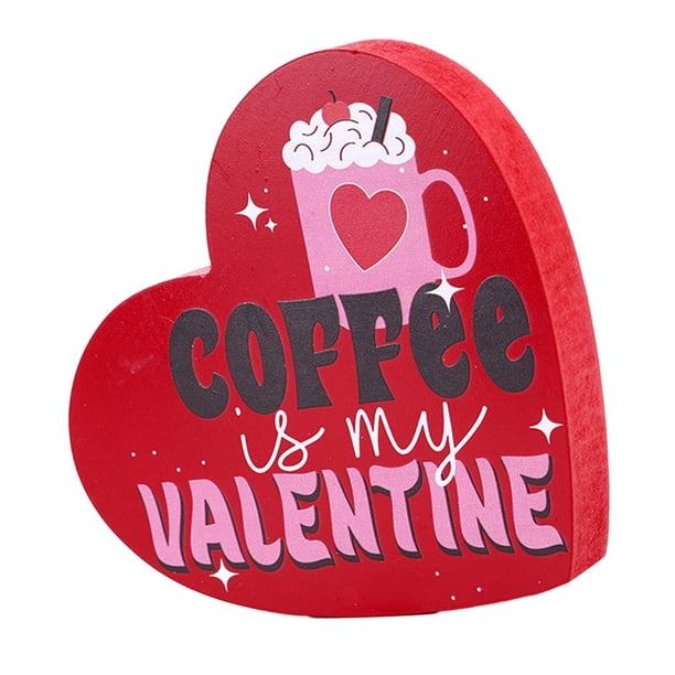 Letrero de madera con forma de corazón para San Valentín, rústico, dulce, con forma de corazón, para decorar la mesa. Estilo A
