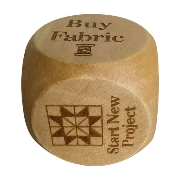 Handmade Wooden Sewing Decision Dice – 6 Themed Prompts for Quilting & Craft Project Inspiration