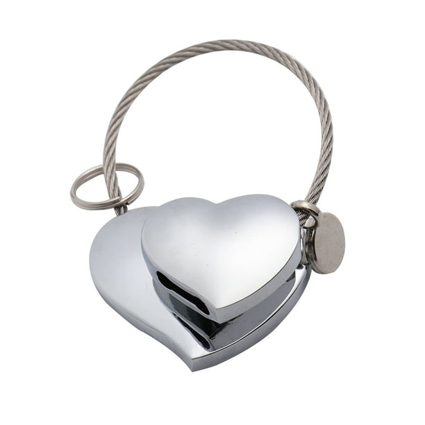 Llavero de doble corazón, moderno, único, creativo, para parejas (plateado).