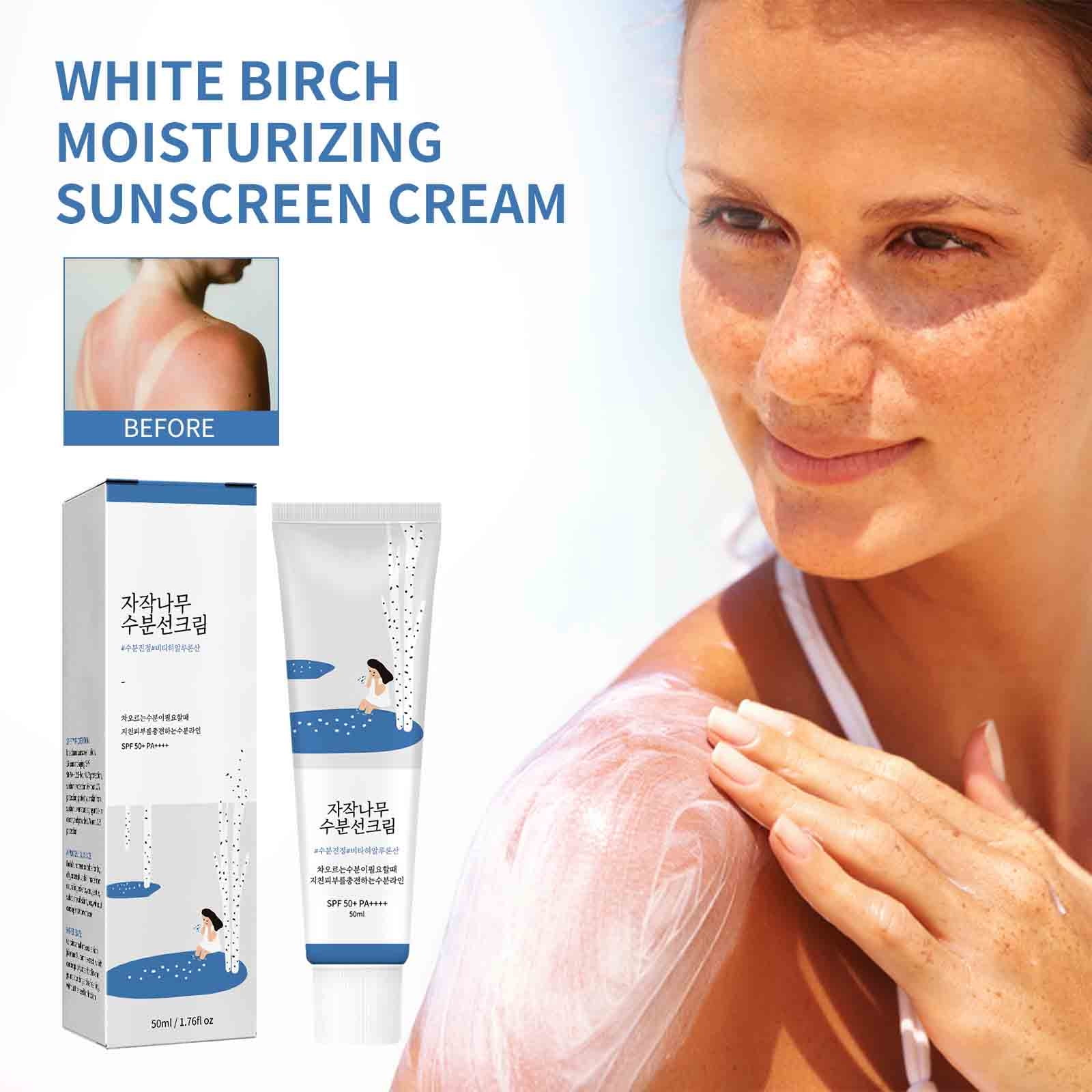 Birch Moisturizing Sunscreen - Sunscreen SPF50+ PA++++, Birch Moisturizing Sun Cream, Korean Sunscreen Non-Greasy Fast-Absorbing