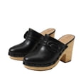 thumbnail image 2 of Sam Edelman Nyla Black Leather Rounded Toe Slip On Block Heel Clog Mules (Black Leather, 6.5), 2 of 7