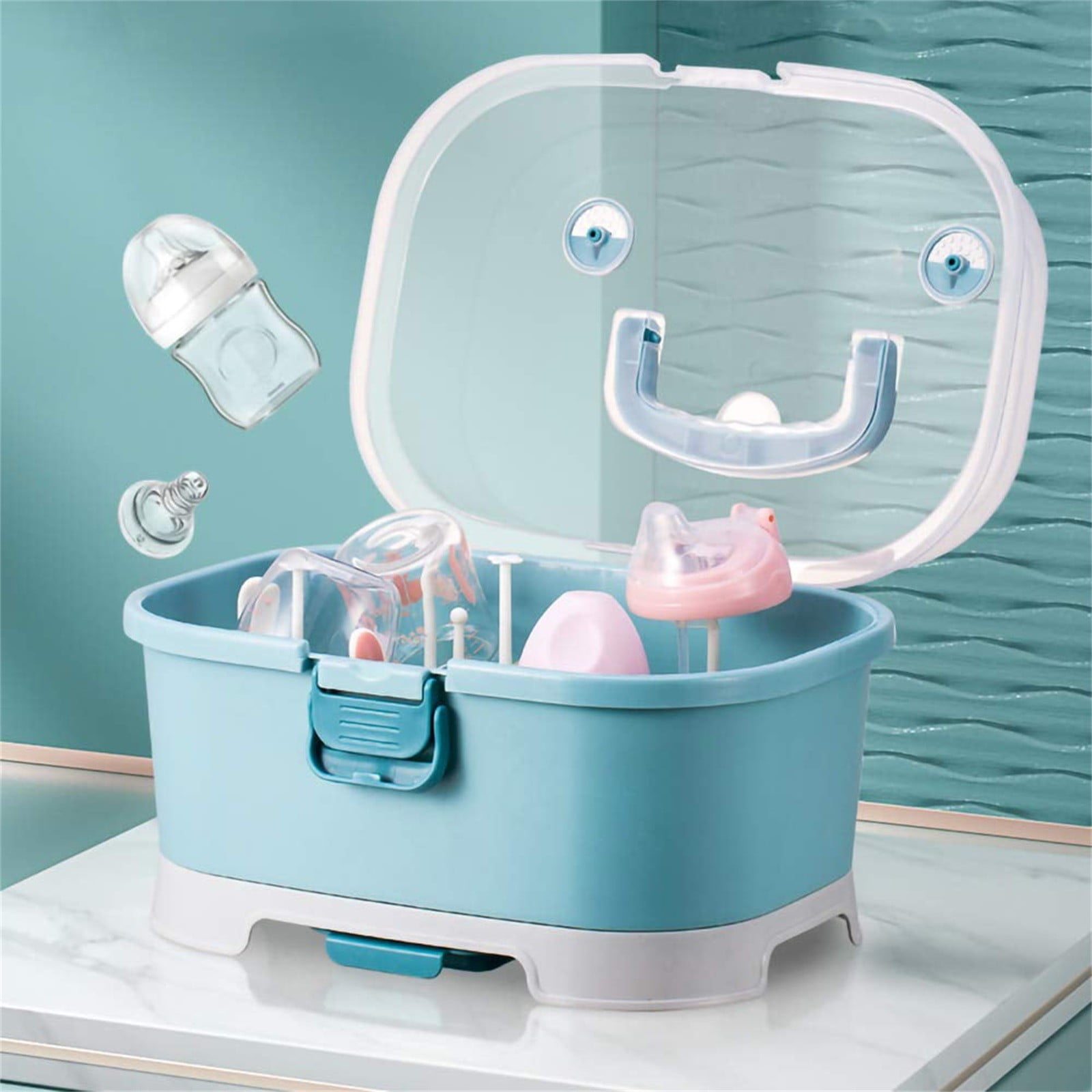 Airtight Storage Containers,Baby Bottle Drying Rack Storage Large Bottle Storage BoxOrganizer With Cover Portable Kitchen Cabinet Organizer