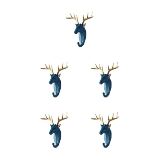 Guardoinrt Animal Head Coat Hook Resin Elephant Head For Unique Decorative Touch Good Retro blue (deer) 5Set