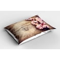 thumbnail image 2 of Ambesonne Flower Pillow Sham 2 Pack, Spring Blossom on Wood, 26"x20", Pink Brown, 2 of 3