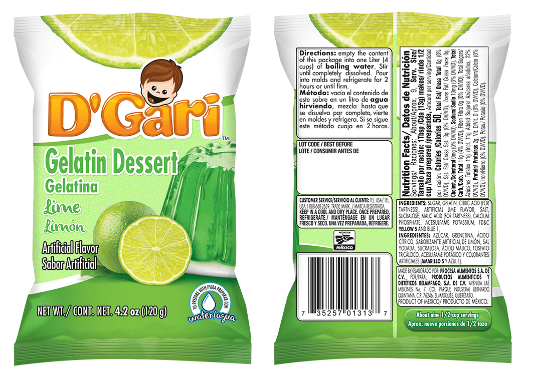 D'Gari Lime Gelatin Dessert, 4.2 oz - Walmart.com