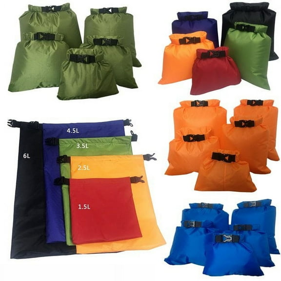5 Pack Camping Dry Bag Storage Sacks Waterproof Weather Resistant Kayak Hiking Camping Sailing Fishing Canoeing Bag Beach Outdoor 1.5-6L(5 Color)