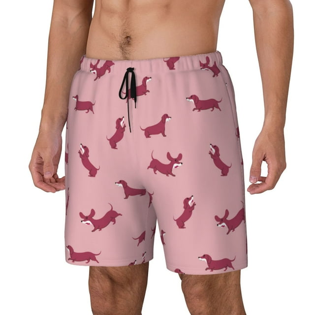 Fotbe Dachshund Dog Puppy Traje de Baño para Hombre – Shorts de Natación de Secado Rápido con Forro y Bolsillos-X-Large