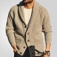 thumbnail image 6 of YLSDY Men's Shawl Collar Cardigan Sweaters, Button Down V Neck Casual Long Sleeve Knitted Cozy Outerwear Tops Khaki XL, 6 of 7