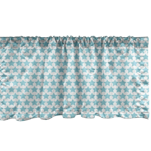 Ambesonne Vintage Blue Window Valance, Uniformly Designed Plumpy Tiny Stars Pattern on a Plain Background, Curtain Valance for Kitchen Bedroom Decor with Rod Pocket, 54" X 18", Baby Blue and White