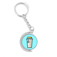 thumbnail image 1 of simplicity caricature milk tea cup pixel rotatable keyholder disc accessories chain clip, 1 of 3