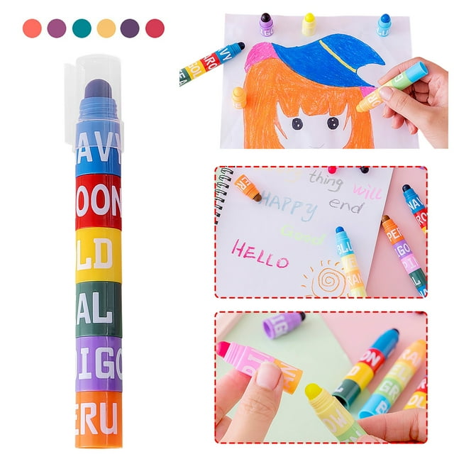Ctnporpo Stylos Créatifs Changeant de Couleur 6 Couleurs pour Étudiants avec Craies de Cire Colorés Stylo à Bille