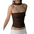 thumbnail image 2 of Tops de Tubo Y2K para Mujer, Sin Tirantes, Sin Mangas, para Salir, Ajustados, Sin Espalda, Estilo Bandeau, Ropa Estética. Marrón L, 2 of 7