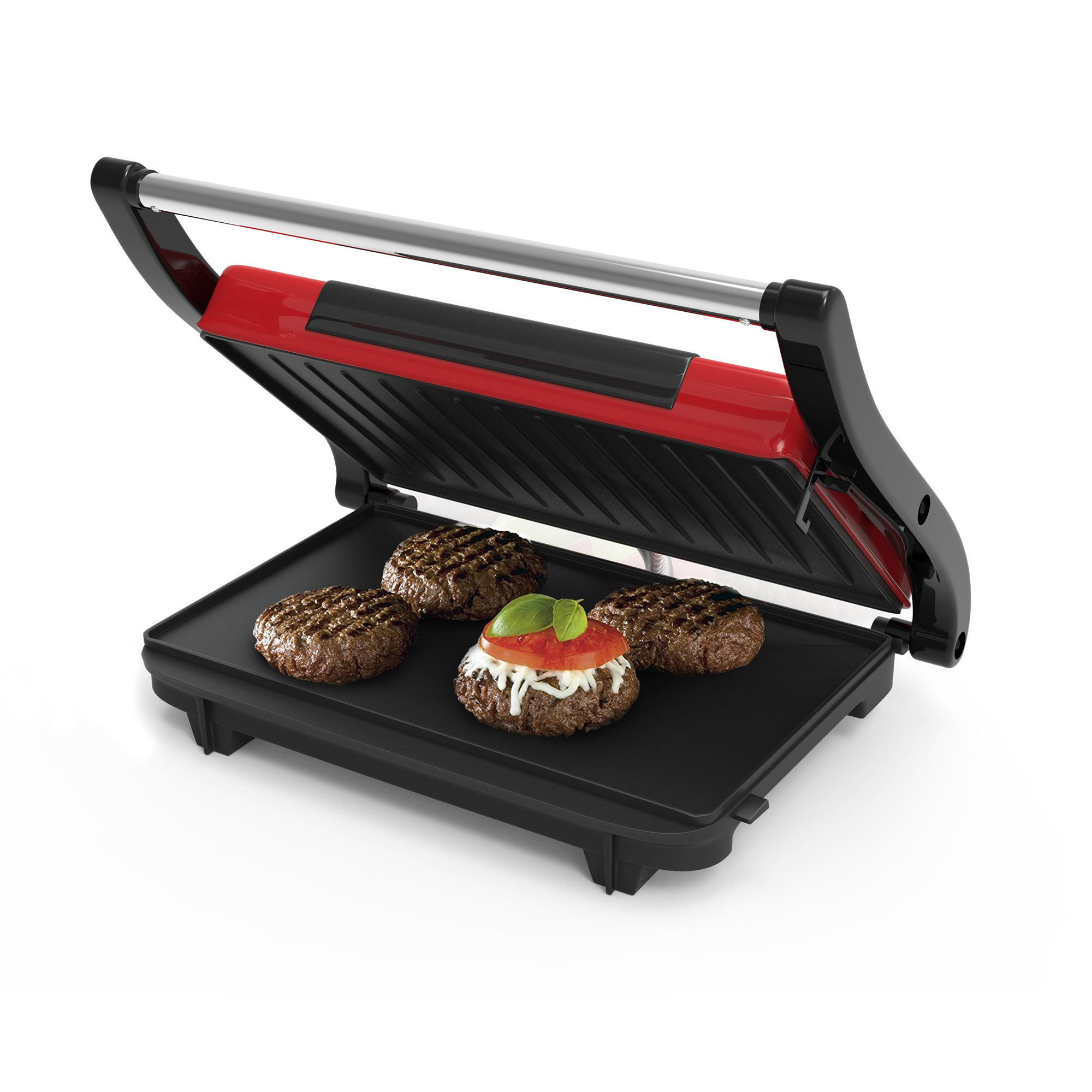 Chef Buddy Non-Stick Grill and Panini Press, Red - image 5 of 8