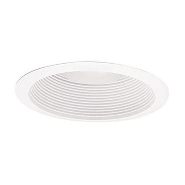 6 in. Recessed Lighting Full Cone Baffle with Self Flanged White Trim Ring - White