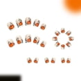 thumbnail image 3 of Fall Pumpkin Halloween Press On Nails Short 24Pcs, Glitter French Tip Fall Fake Nails with Pumpkin Design, Thanksgiving Reusable False Nails for Women, DIY Fall Party Manicure Set, 3 of 9