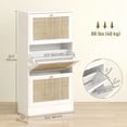 thumbnail image 3 of HOMCOM Rattan Shoe Storage Cabinet Organizer with 3 Flip Drawers, 3 of 10