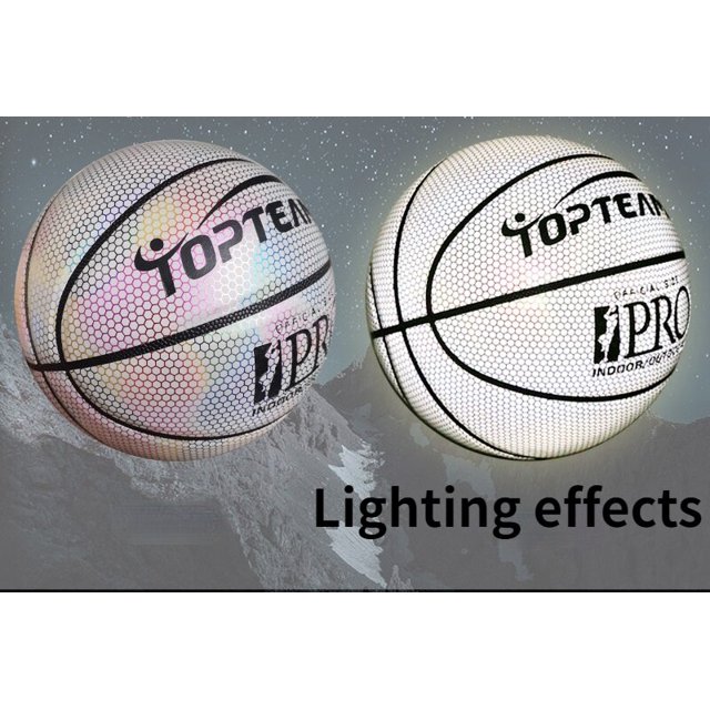 Pelota de baloncesto reflectante holográfica, N ° 7 luminosa, bola luminosa fresca, efecto de iluminación hermoso Fivean unisex