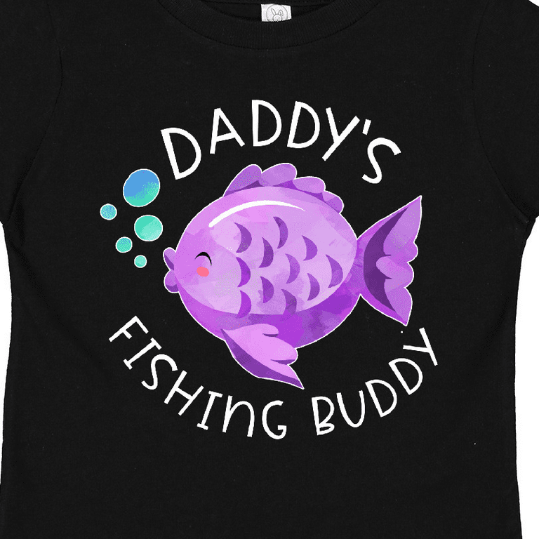 Inktastic Daddy's Fishing Buddy with Cute Purple Fish Boys or Girls Toddler  T-Shirt 
