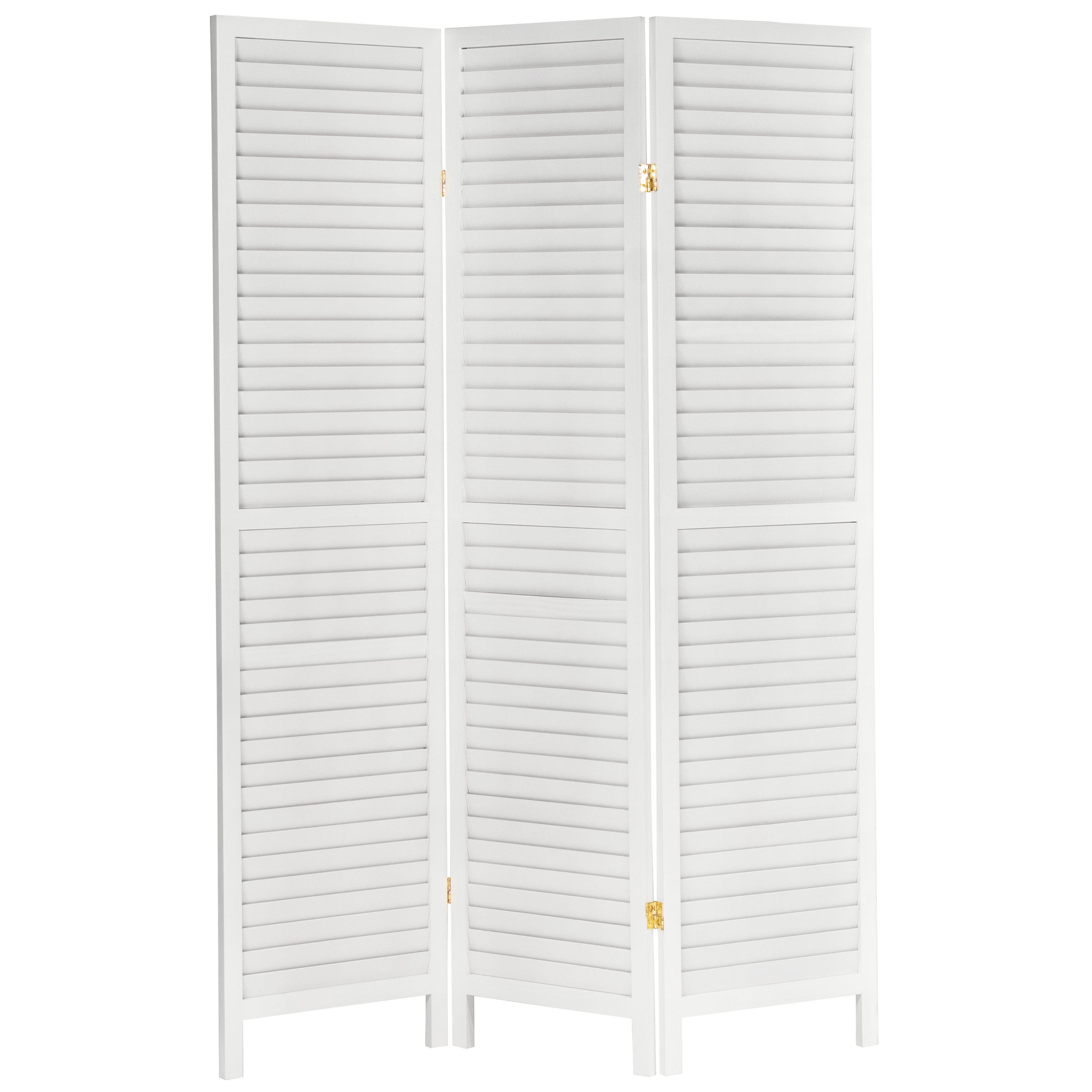 Oriental Furniture 6 ft. Tall Wooden Louvered Room Divider White 3