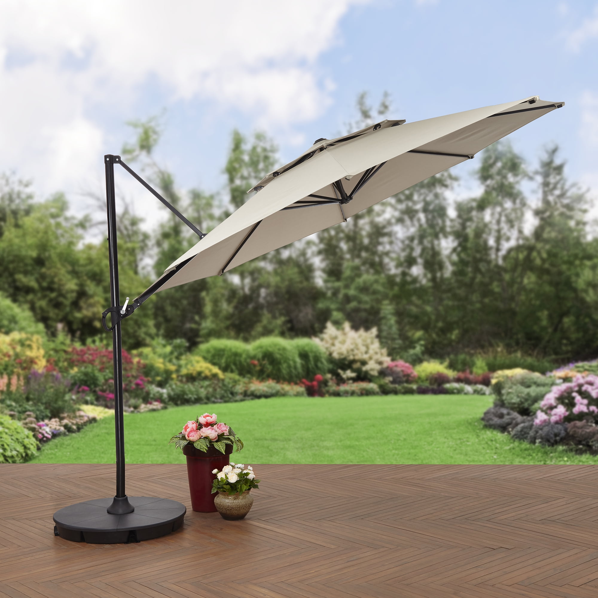 Better Homes and Gardens 11ft Offset Umbrella Grout Grey by NINGBO EVERLUCK OUTDOOR PRODUCTS MANUFACTING CO LTD