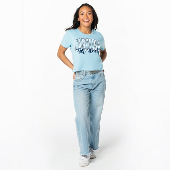 Women's ZooZatz Carolina Blue North Carolina Tar Heels Cropped T-Shirt