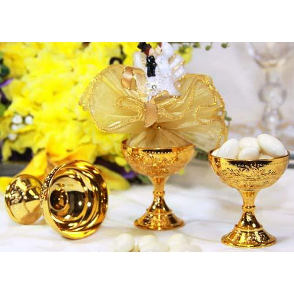 JenlyFavors Plastic Chalice Cup Gold (12 Pieces)